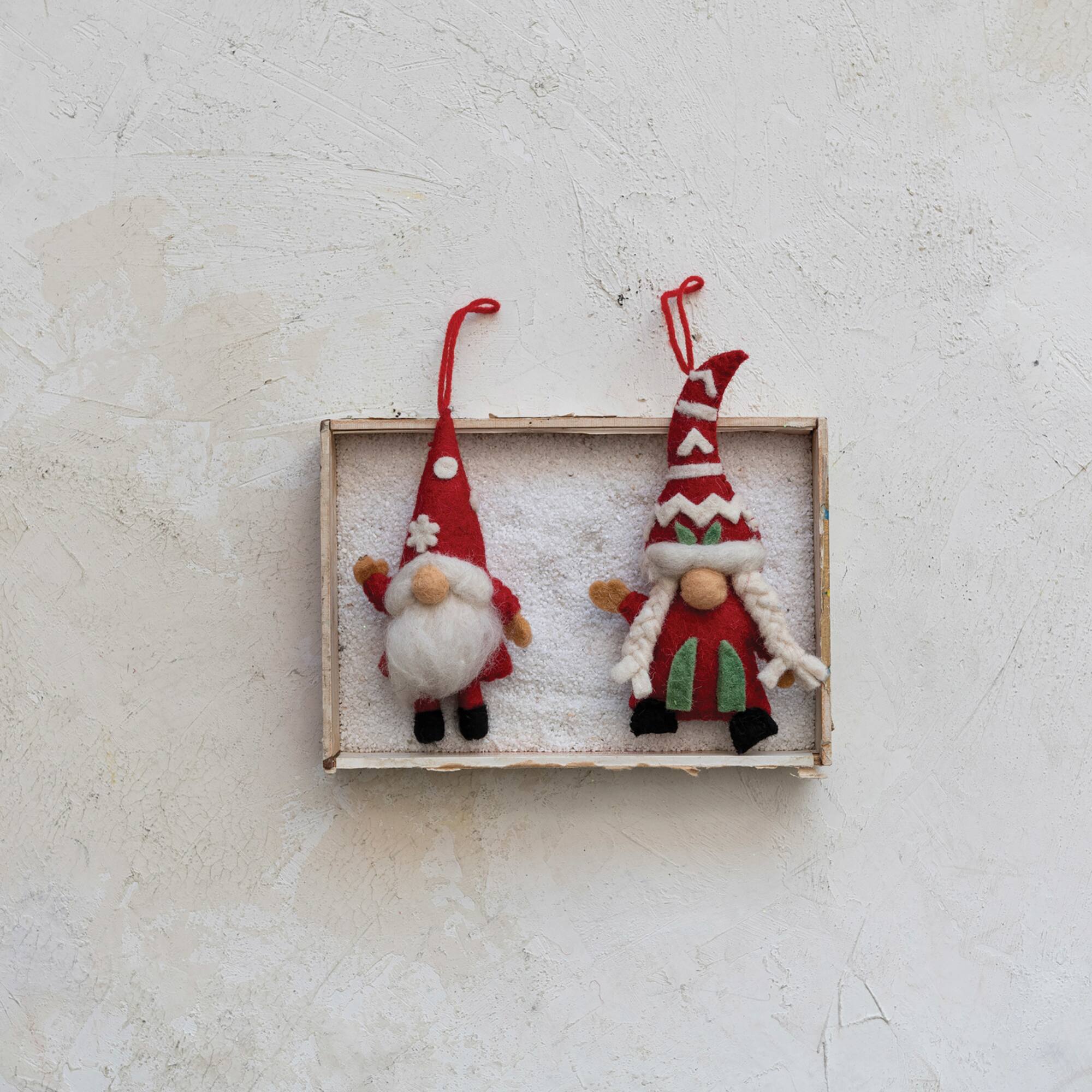 Hello Honey® Handmade Wool Felt Gnome Ornament Set with Applique